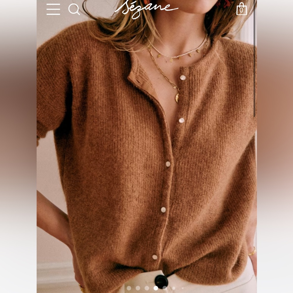 Sézane Gaspard Cardigan Camel Brown XS
